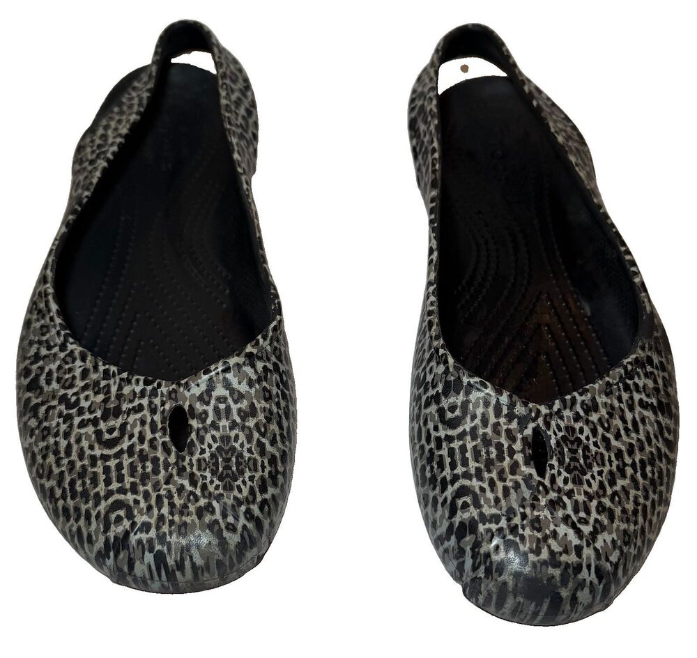 Womens Crocs Olivia II Slingback Leopard Print Ballet Flats Size 11 M Shoes